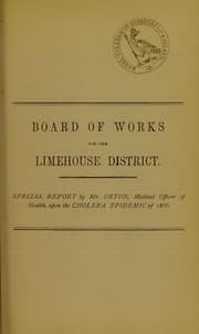 Tapa de Special report by Mr. Orton, Medical Officer of Health, upon the cholera epidemic of 1866