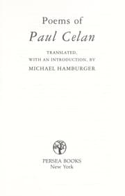 Tapa de Poems of Paul Celan
