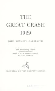 Tapa de The great crash, 1929. With a new introduction by the author. 50th anniversary ed