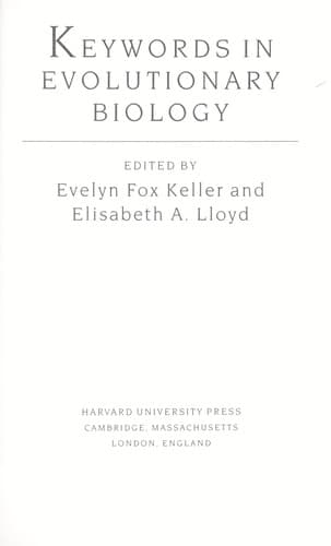 Tapa de Keywords in evolutionary biology