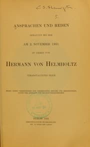 Tapa de Ansprachen und Reden gehalten bei der am 2. November 1891 zu Ehren von Hermann von Helmholtz veranstalteten Feier