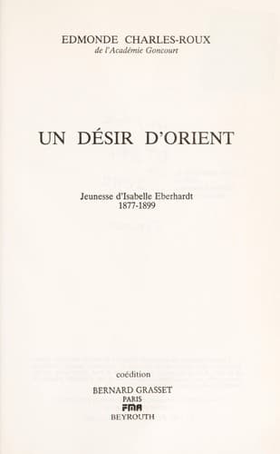 Tapa de Un désir d'Orient