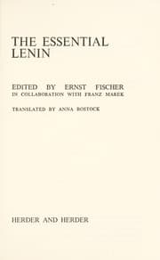 Tapa de The essential Lenin