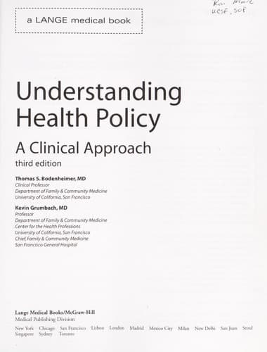 Tapa de Understanding health policy