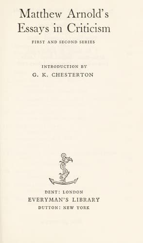 Tapa de Matthew Arnold's essays in criticism