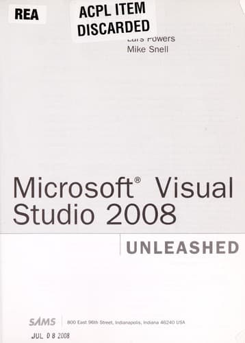 Tapa de Microsoft Visual Studio 2008 unleashed