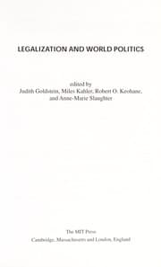 Tapa de Legalization and world politics