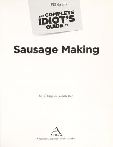 Tapa de The complete idiot's guide to sausage making