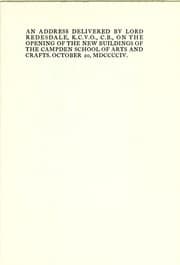 Tapa de An address delivered by Lord Redesdale, K.C.V.O., C.B., on the opening of the new buildings of the Campden School of Arts and Crafts. October 20, MDCCCCIV