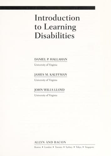 Tapa de Introduction to learning disabilities
