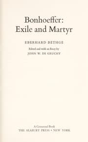Tapa de Bonhoeffer, exile and martyr