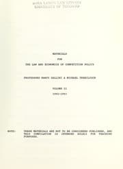 Tapa de Materials for the law and economics of competition policy