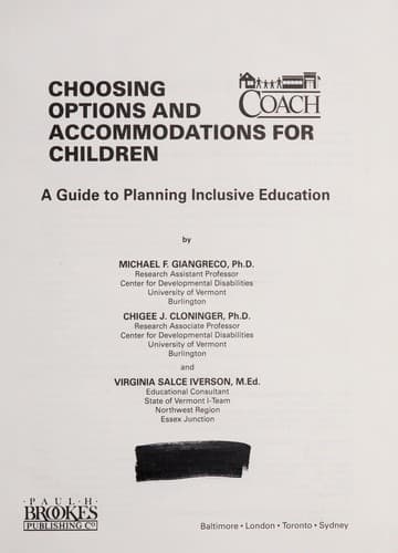 Tapa de Choosing options and accommodations for children (COACH)
