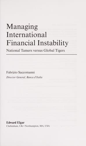Tapa de Managing international financial instability