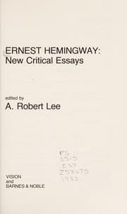 Tapa de Ernest Hemingway, new critical essays