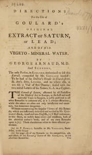 Tapa de Directions for the use of Goulard's original extract of Saturn, or lead; and of his vegeto-mineral water ...