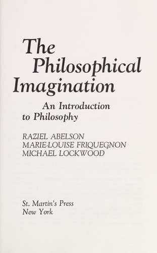 Tapa de The Philosophical imagination