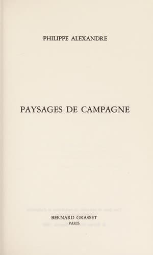 Tapa de Paysages de campagne