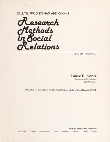 Tapa de Research Methods in Social Relations.