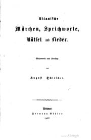 Tapa de Litauische Märchen, Sprichworte, Rätsel und Lieder