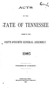 Tapa de Acts of the state of tennessee passed by the general assembly