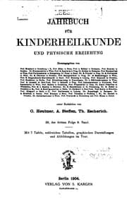 Tapa de Jahrbuch fuer Kinderheilkunde und physische Erziehung