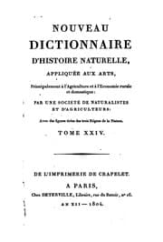 Tapa de Nouveau dictionnaire d'histoire naturelle,: appliquée aux arts, principalement à l'agriculture ...