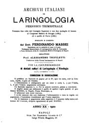 Tapa de Archivii italiani de laringologia