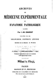 Tapa de Archives de médecine expérimentale et d'anatomie pathologique