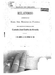 Tapa de Relatorio apresentado ao Exmo. Snr. Ministro da Fazenda pelo Director da Carteira de Cambio ...
