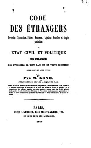 Tapa de Code des étrangers, souverains, souveraines, princes, princesses, légations ...