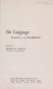 Tapa de On language; Plato to von Humboldt