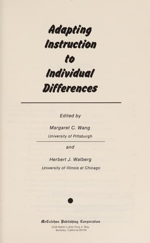 Tapa de Adapting instruction to individual differences