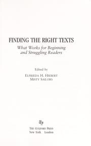 Tapa de Finding the right texts : what works for beginning and struggling readers