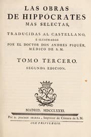 Tapa de Las obras de Hippocrates mas selectas