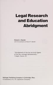 Tapa de Legal research and education abridgment