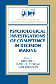 Tapa de Psychological Investigations of Competence in Decision Making (Cambridge Series on Judgment and Decision Making)
