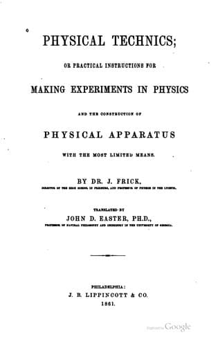 Tapa de Physical Technics: Or, Practical Instructions for Making Experiments in ...