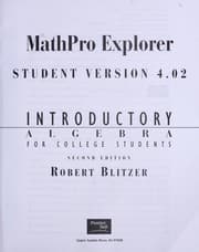 Tapa de MathPro Explorer Student Version 4.02 Introductory Algebra for College Students