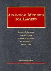 Tapa de Analytical Methods for Lawyers 2003