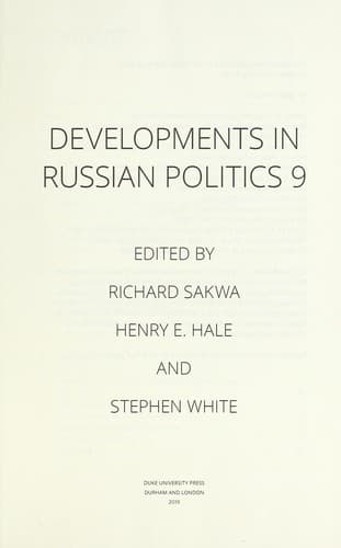 Tapa de Developments in Russian politics 9