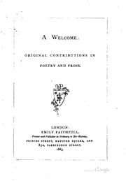 Tapa de A Welcome: Original Contributions in Poetry and Prose