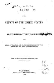 Tapa de Rules of the Senate of the United States, and Joint Rules of the Two Houses ...