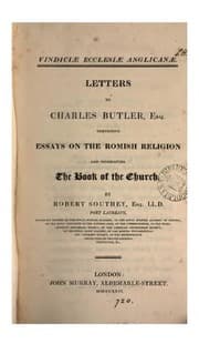 Tapa de Vindiciæ Ecclesiæ Anglicanæ. Letters to C. Butler [occasioned by The book of the Roman-Catholic ...