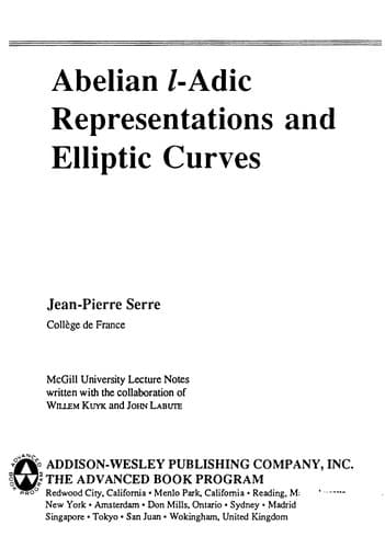 Tapa de Abelian l̳-adic representations and elliptic curves