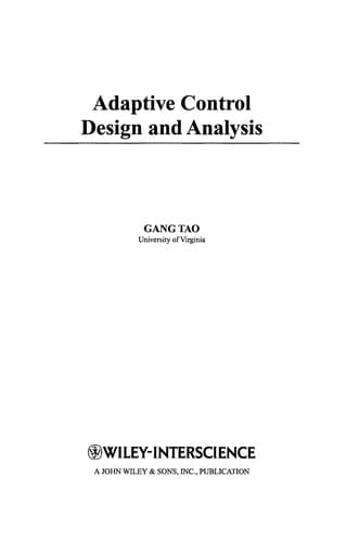 Tapa de Adaptive control design and analysis