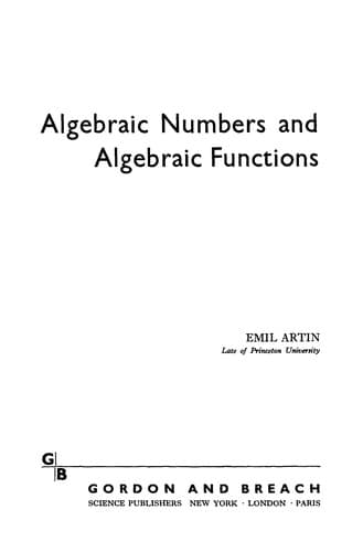 Tapa de Algebraic numbers and algebraic functions