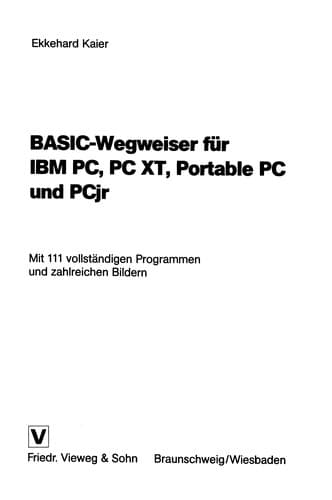 Tapa de BASIC-Wegweiser für IBM PC, PC XT, Portable PC und PCjr