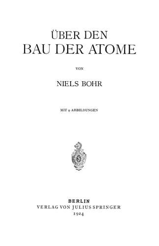 Tapa de Über den Bau der Atome