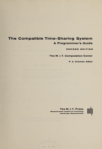 Tapa de Compatible Time-Sharing System, Second Edition